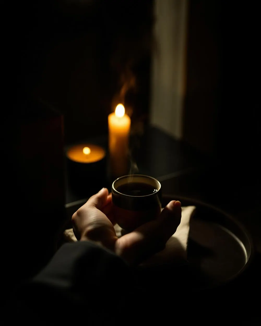 Té de bienvenida servido a la luz de las velas